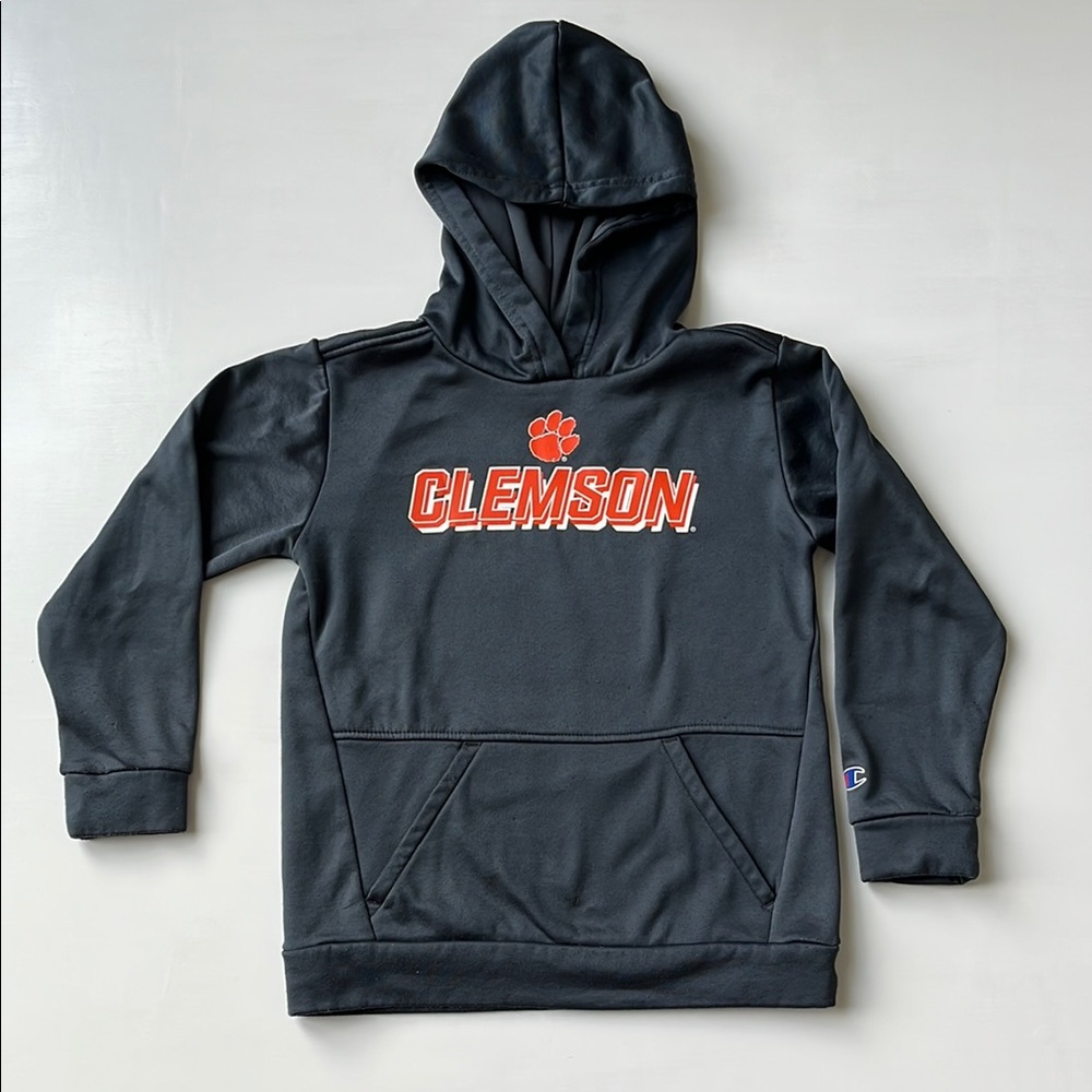 CHAMPION Gray Clemson Youth Sweatshirt Hoodie